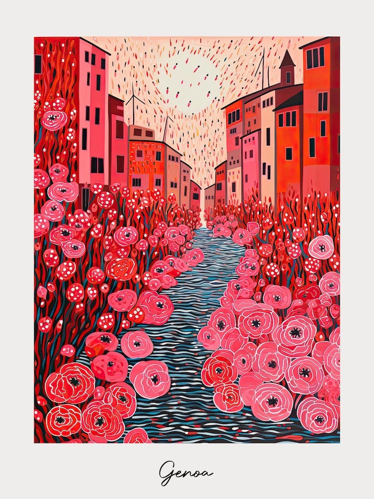 Poster Of Genoa, Italy, Illustration In The Style Of Pop Art 1
