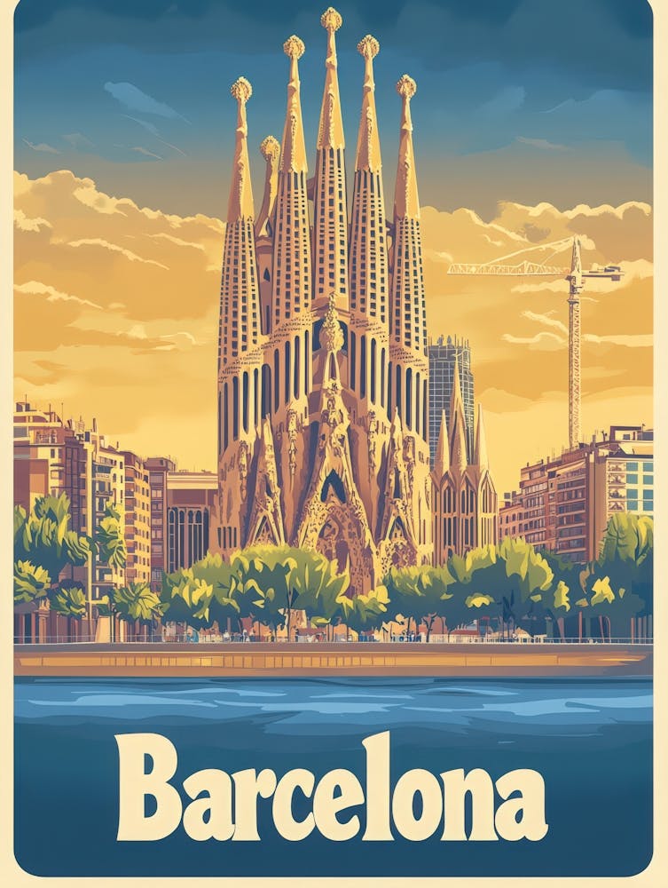 Aihrgdesign A Vintage Travel Poster Of Barcelona 3