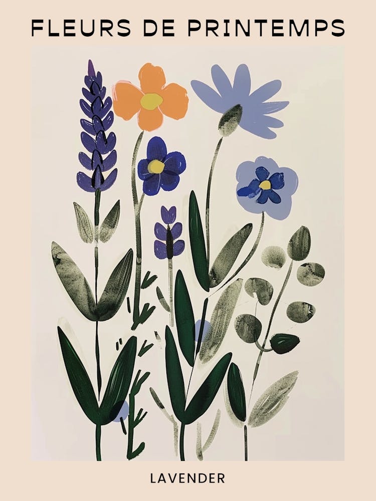 Spring Floral French Poster  Lavender 1
