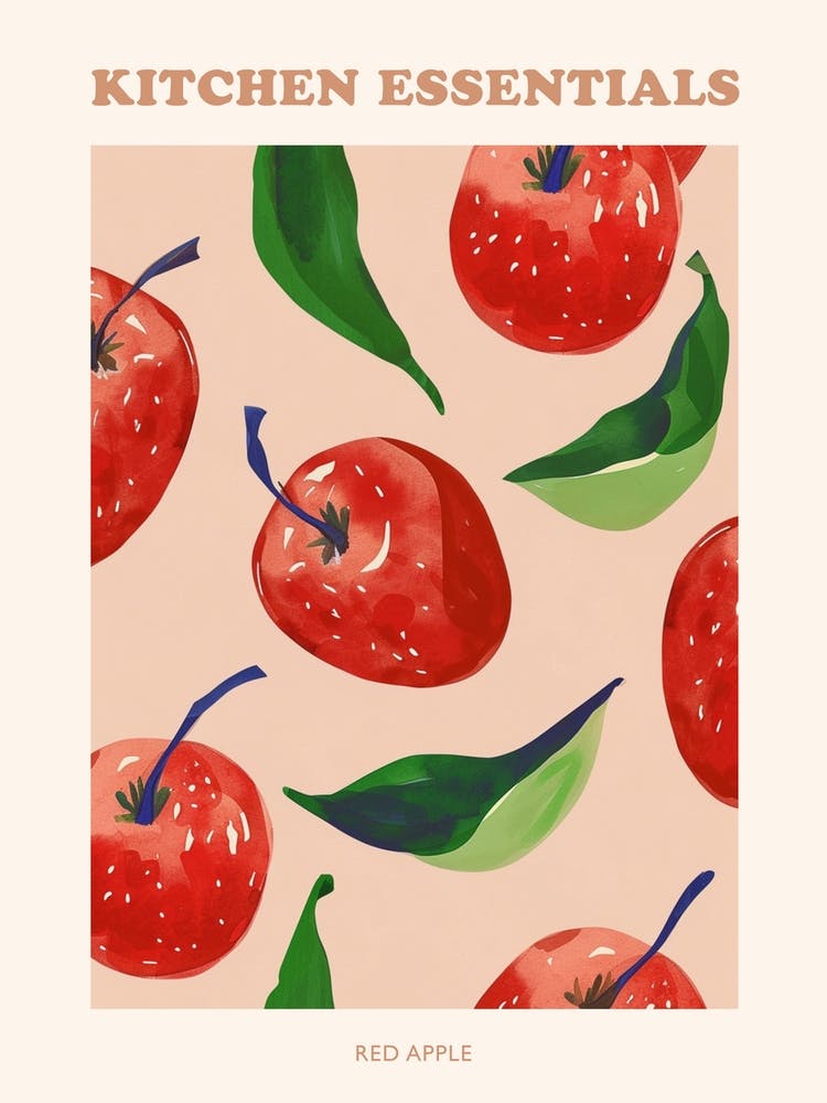 Red Apple Fruit Pattern Poster 1
