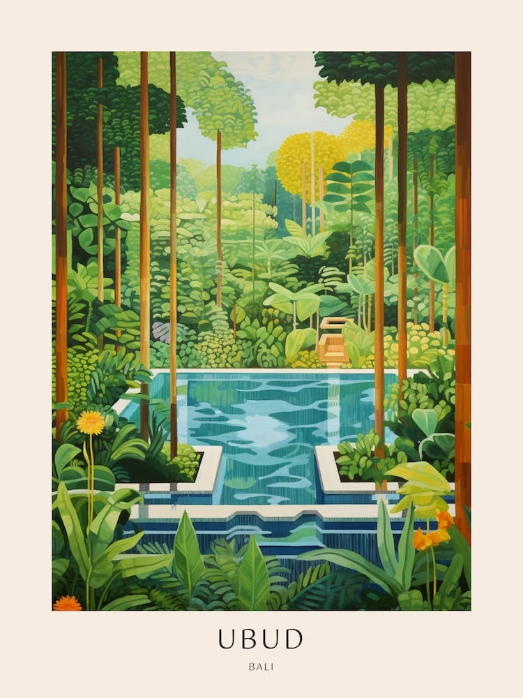 Ubud Bali 1 Midcentury Modern Pool Poster
