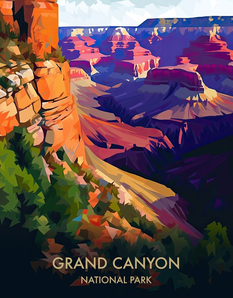 Grand Canyon National Park Travel Poster Illustration Style 1