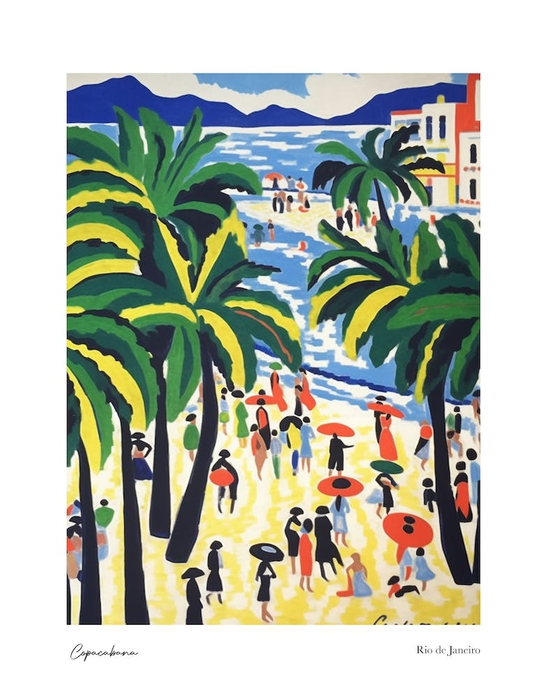 Copacabana Rio De Janeiro Matisse Style 1 Watercolour Travel Poster