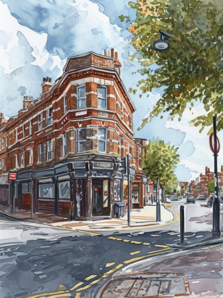 Redbridge London Borough   Street Watercolour 2