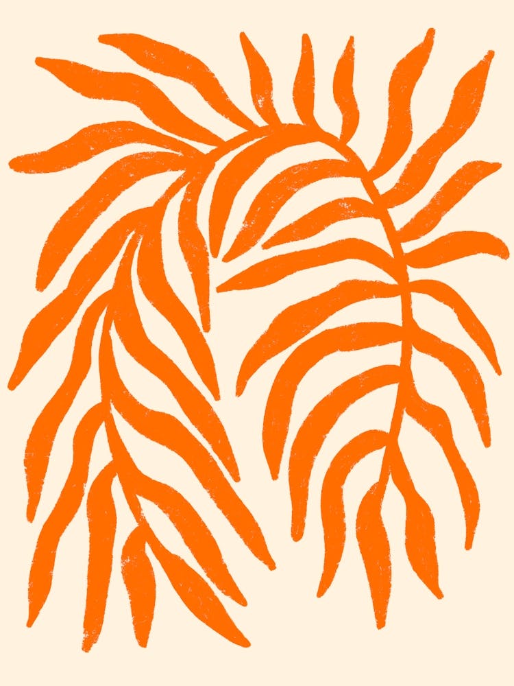 Orange Silhouette Textured Branch 1