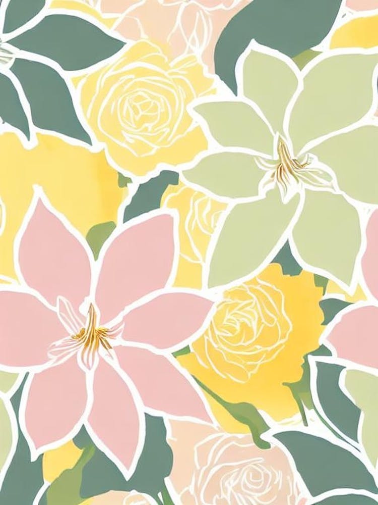 Amaryllis Pastel Floral 4 Flower