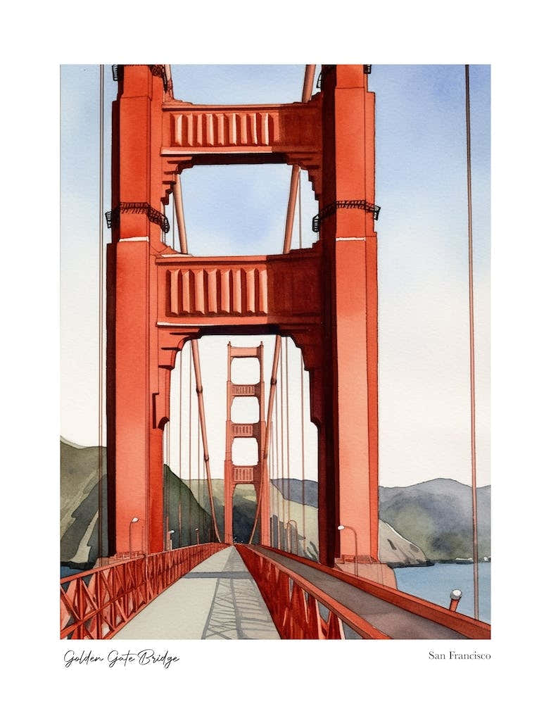 Golden Gate Bridge 1 Watercolour Travel Poster