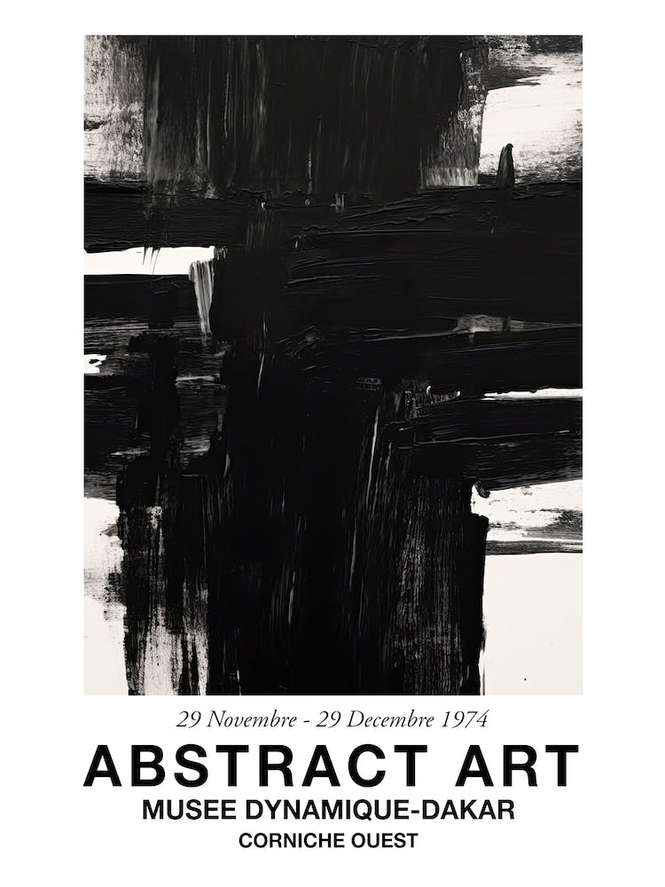 Black Brush Strokes Abstract 4 Exhibition Poster