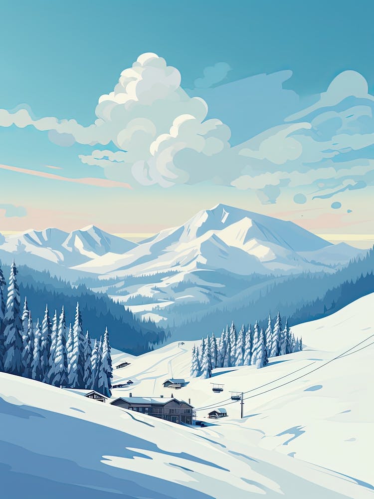 Big Sky Resort   Montana, Usa   Colorado, Usa, Ski Resort Illustration 1 Simple Style