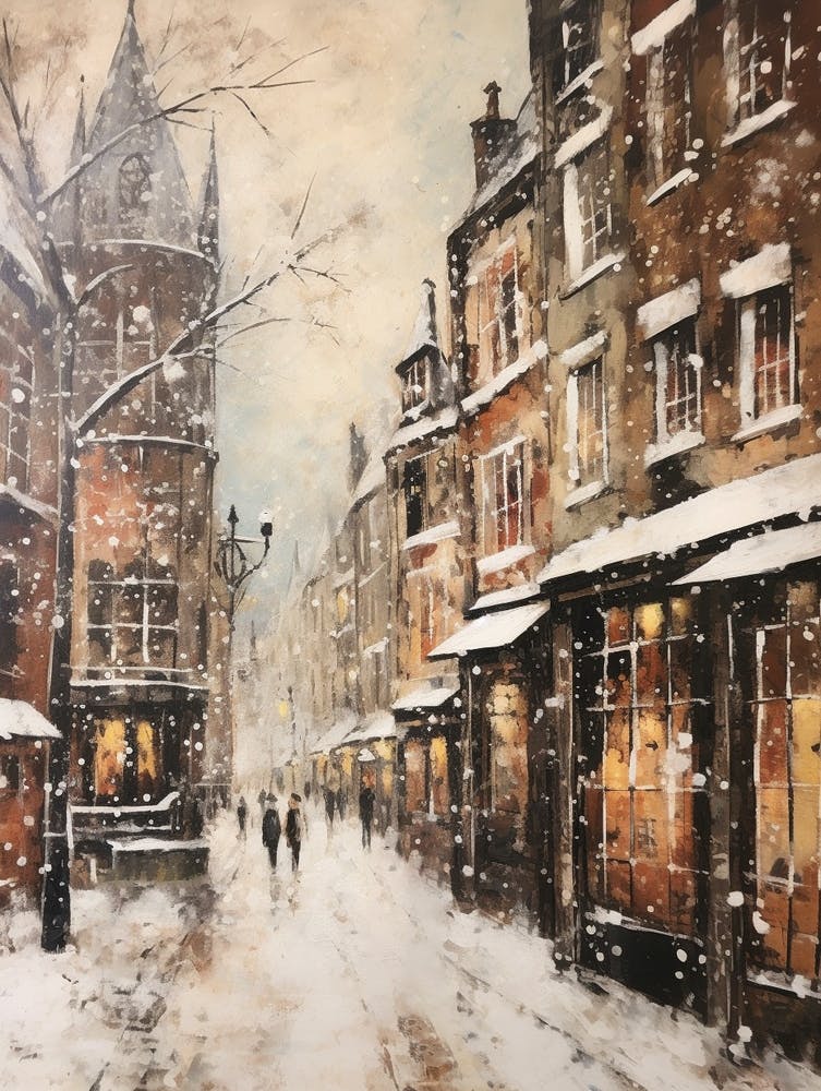 Vintage Winter Painting York United Kingdom 1
