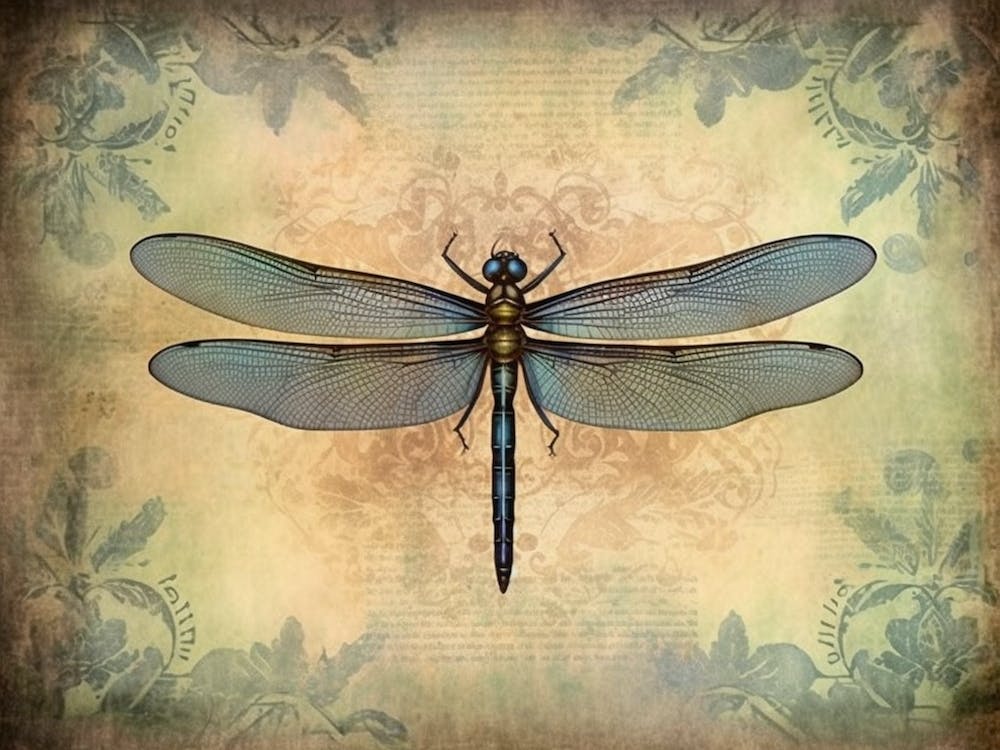 Dragonfly Coastal Vintage Flower