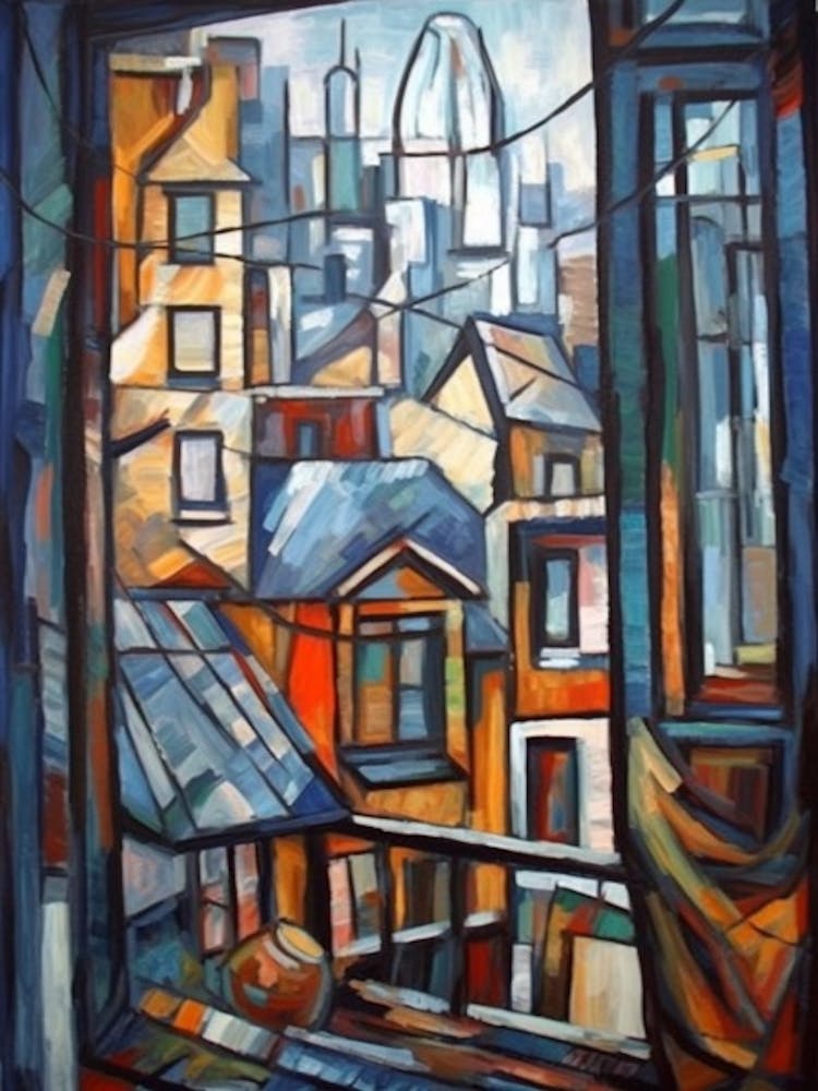 Window View Of Toronto Canada In The Style Of Cubism 2