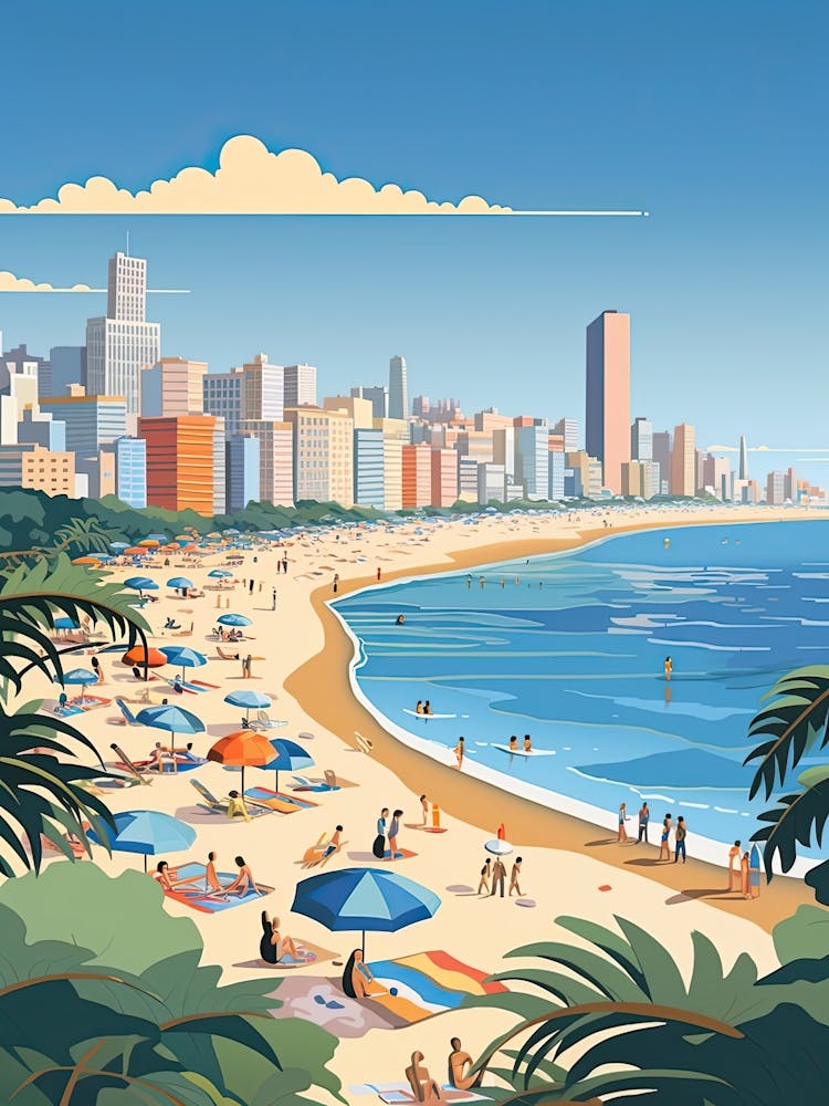 Ipanema Beach, Brazil, Graphic Illustration 3