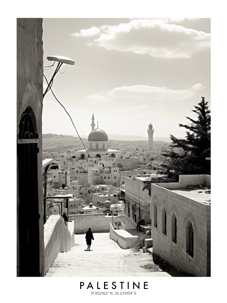 Poster Of Palestine, Black And White Analogue Photograph 3
