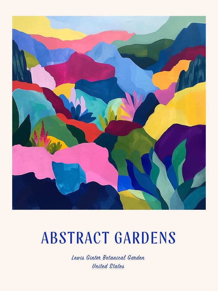 Colourful Gardens Lewis Ginter Botanical Garden Usa 4 Blue Poster