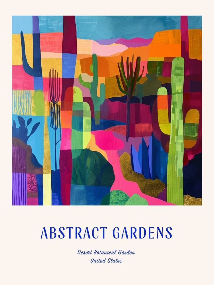 Colourful Gardens Desert Botanical Garden Usa 4 Blue Poster