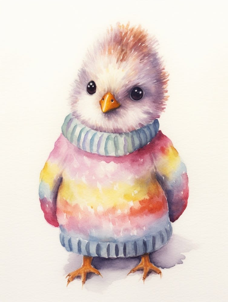 Baby Animal Watercolour Bird