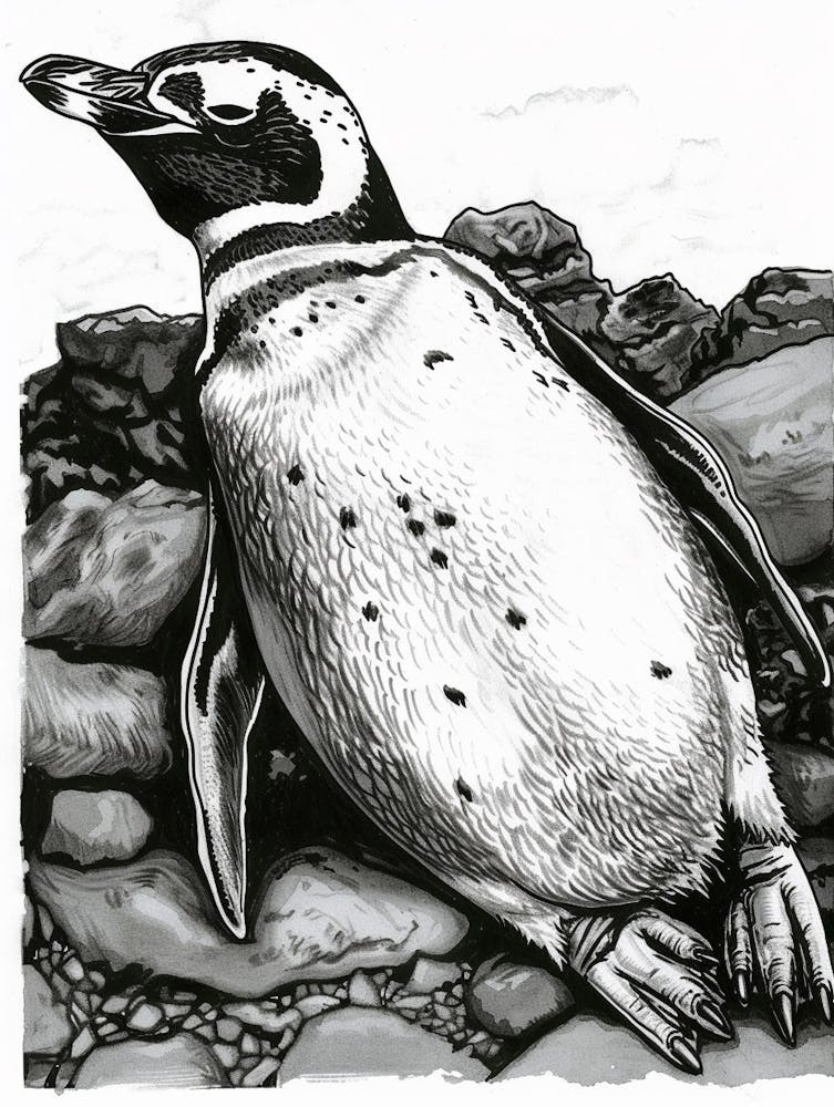 King Penguin Sunbathing On Rocks 3