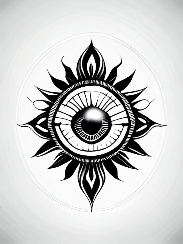 Chakra Series, Symbol, Third Eye Simple Black & White Illustration 2