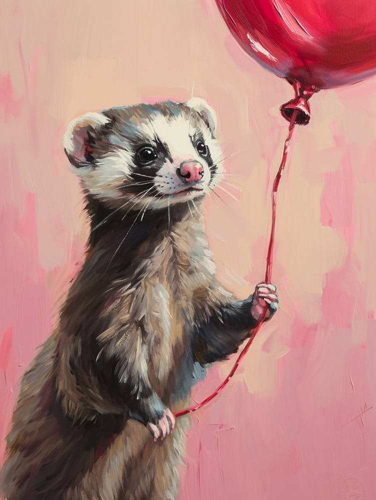 Cute Ferret 1 With Balloon