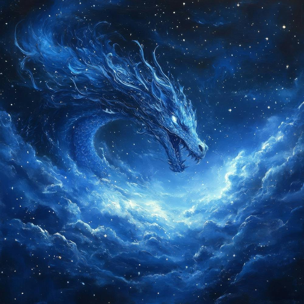 Blue Dragon In The Sky Art
