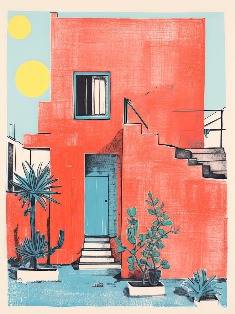 A House In Marrackech, Abstract Risograph Style 1