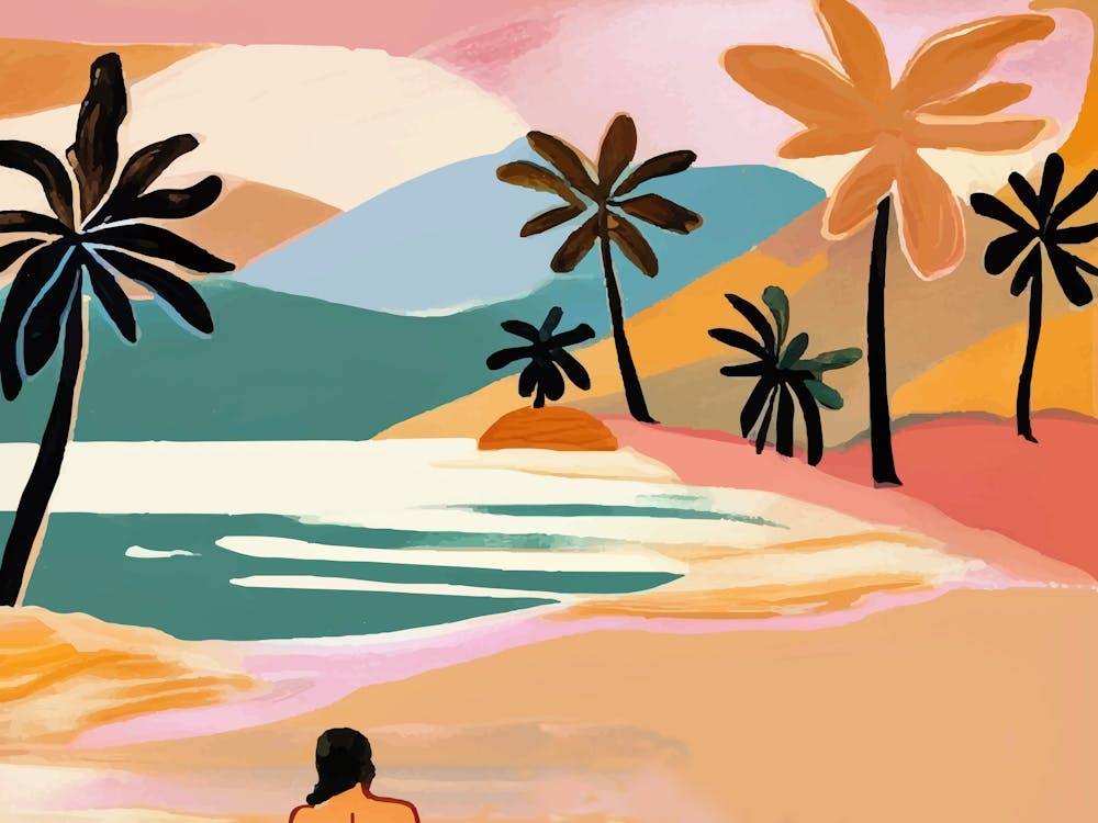 Beach Scene with palm trees 1