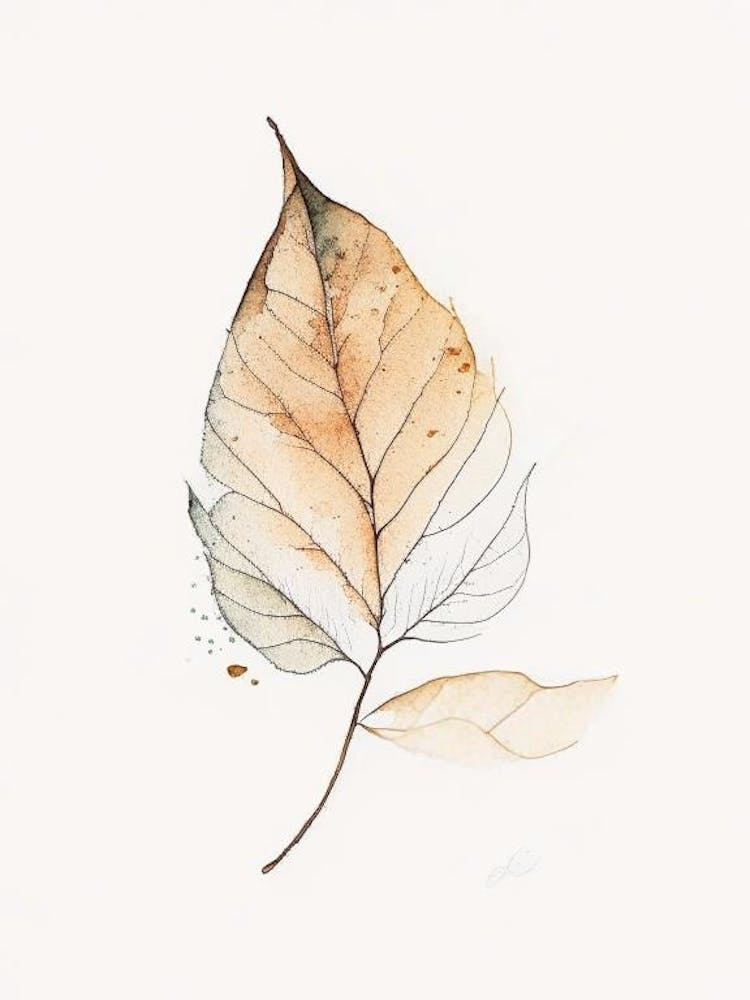 Beech Leaf Minimalist Watercolour
