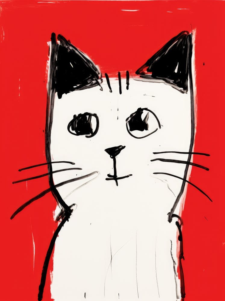 Cat On Red Background