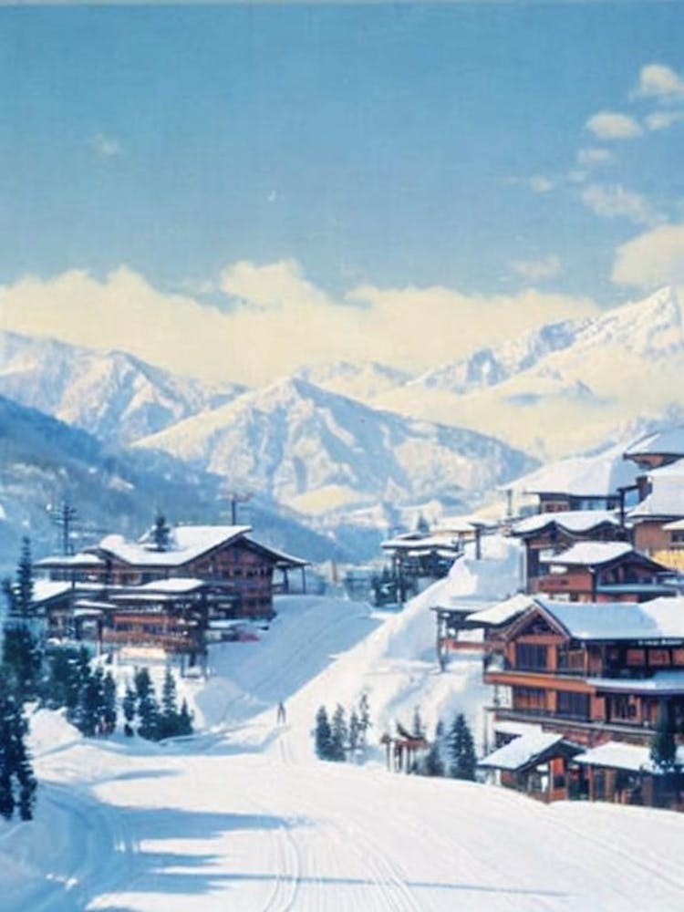 Nozawa Onsen, Japan Vintage Skiing Poster