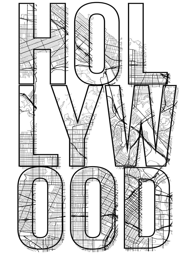 Hollywood Street Map Typography