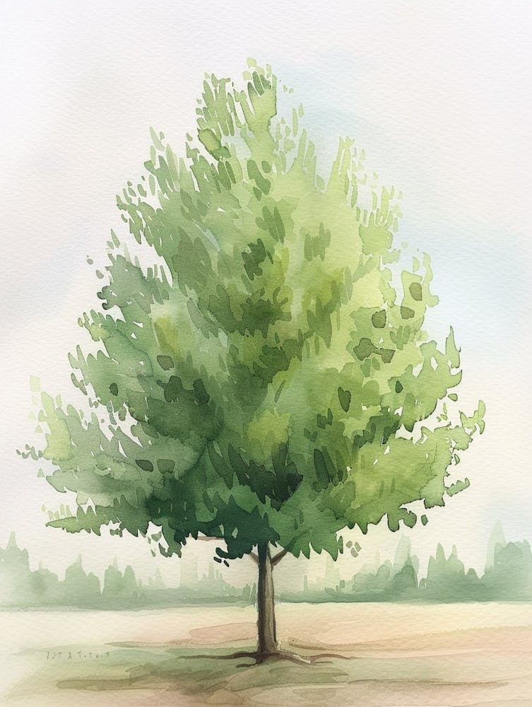 Poplar Tree Atmospheric Watercolour Painting 3