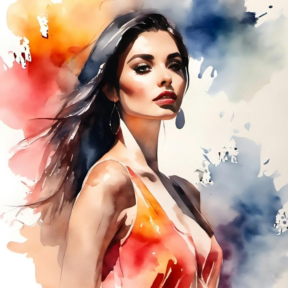 Watercolor Portrait Of A Woman