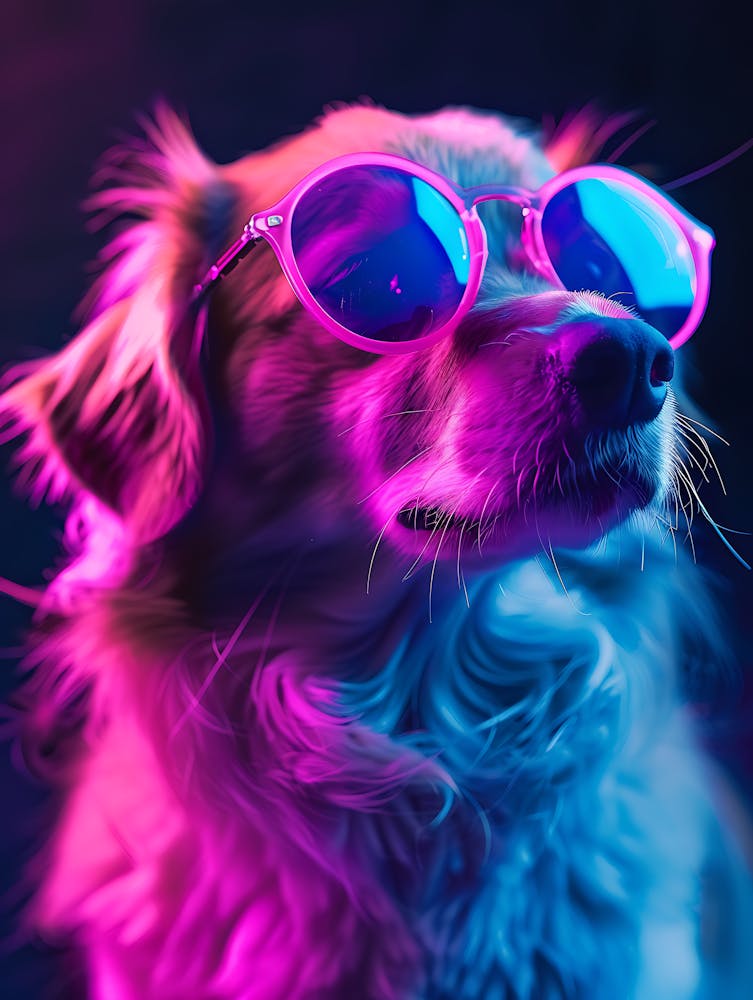 Beautiful Dog Under Neon Lights 7