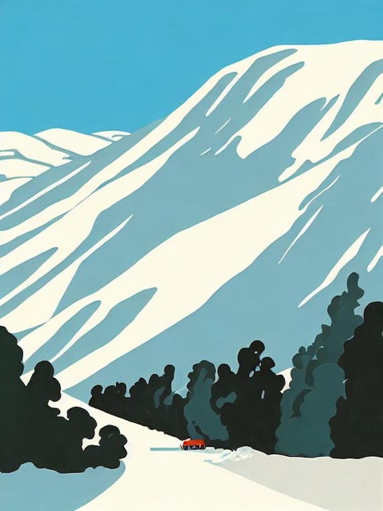 Perisher, Australia Midcentury Vintage Skiing Poster