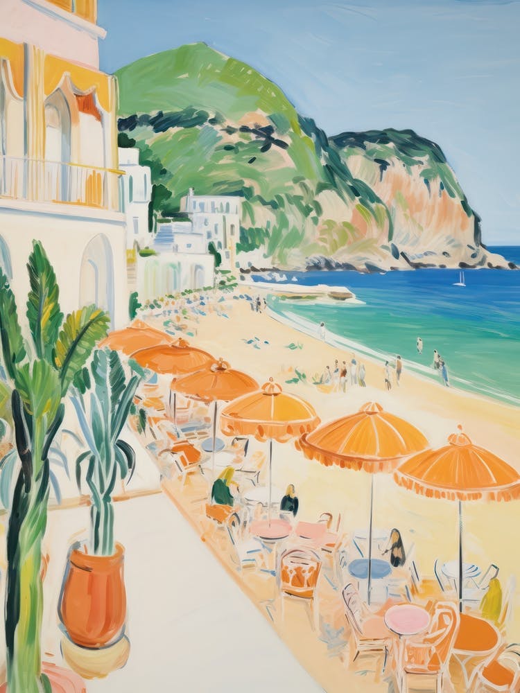 San Vito Lo Capo, Sicily   Italy Beach Club Lido Watercolour 2