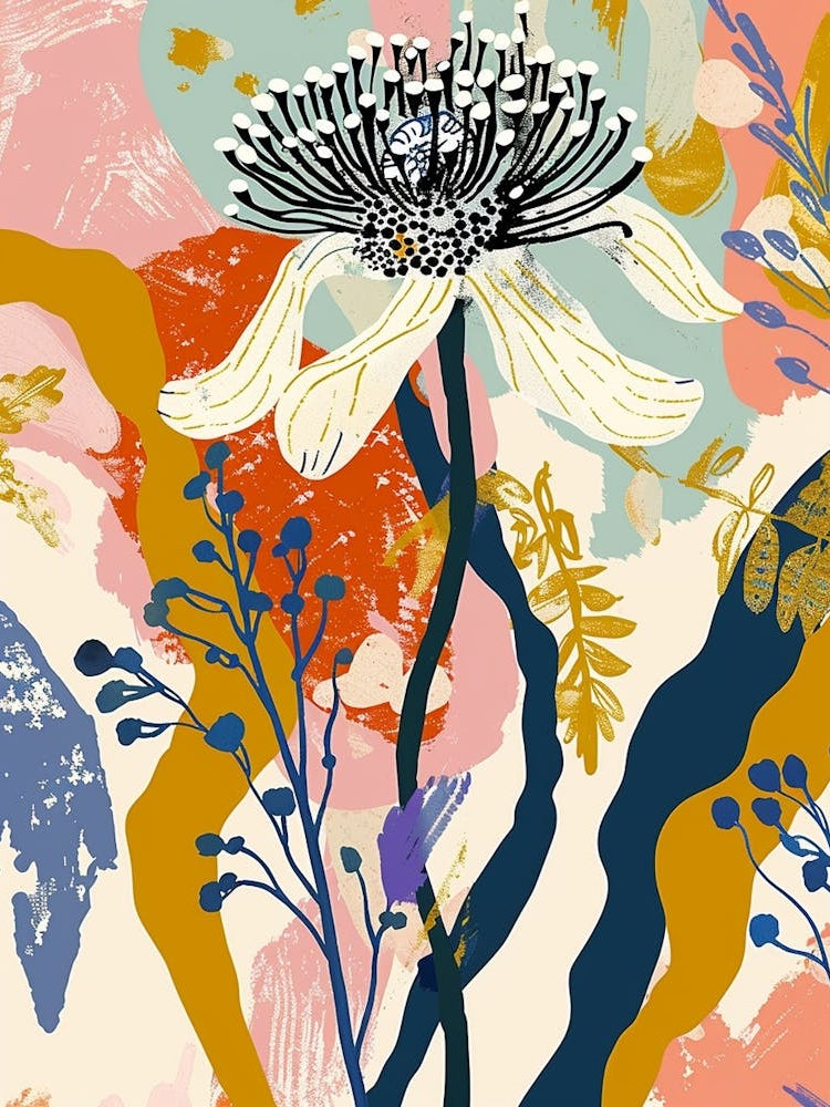 Colourful Flower Illustration Queen Annes Lace 1