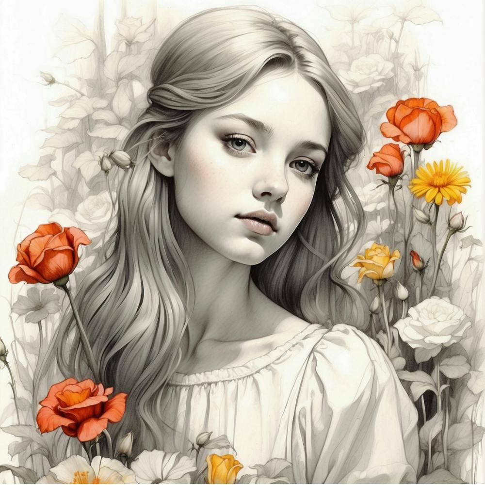 Girl With Flowers 1