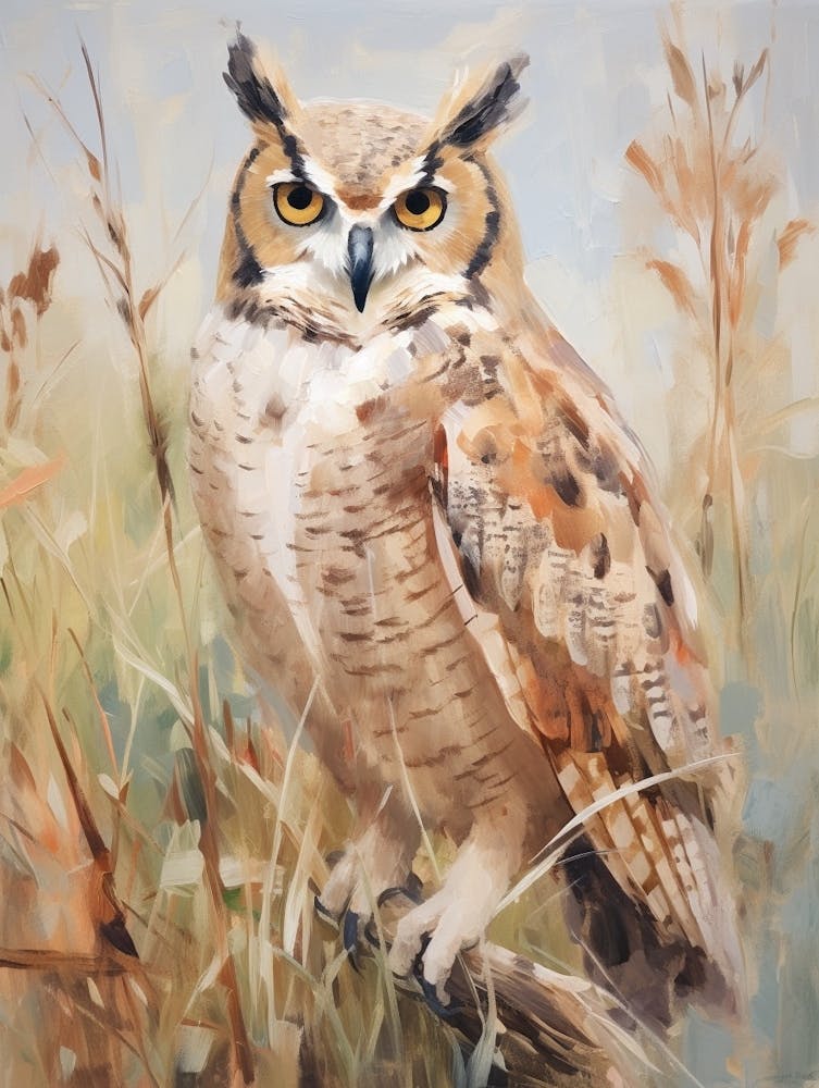 Bird Painting Great Horned Owl 1
