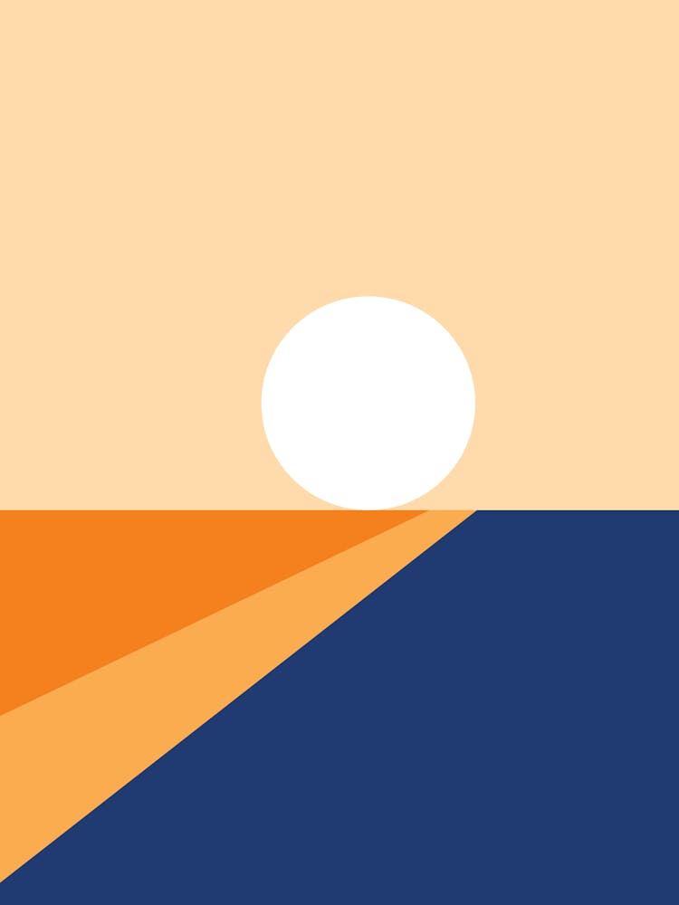 Geometric Shapes Sunrise Sunset Abstract 4 In Burnt Orange Navy Blue 01