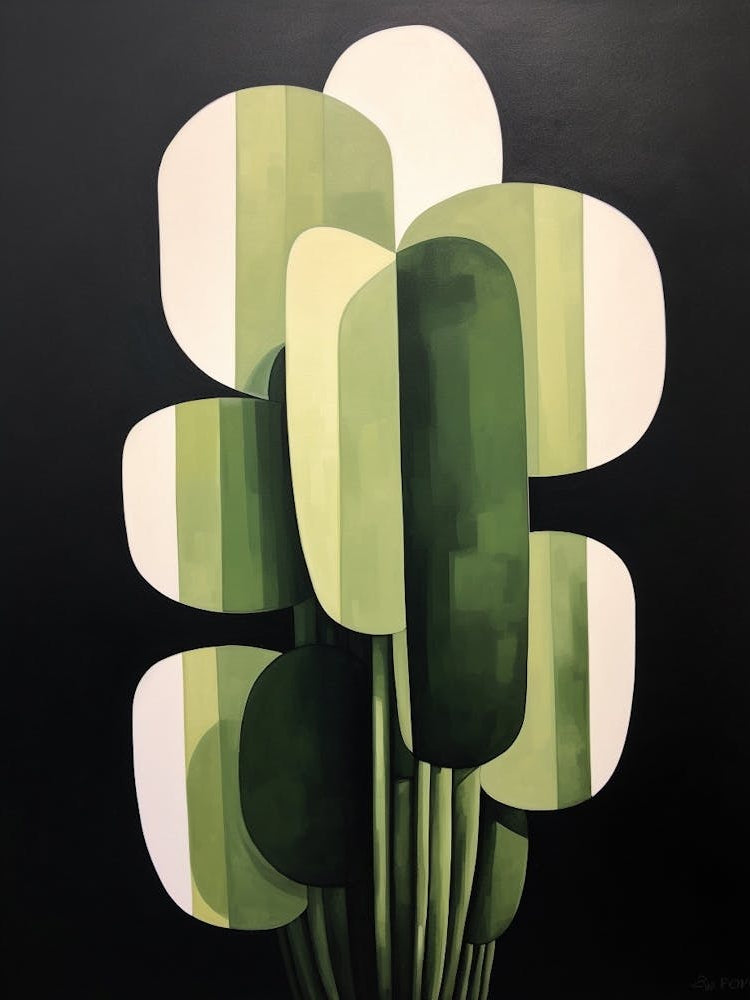 Modern Abstract Cactus Painting Chamaecereus Silvestrii Cactus 1