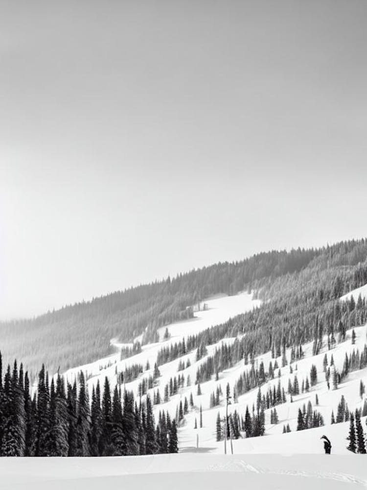 Sun Peaks, Kanada Schwarz-Weiß Ski-Poster