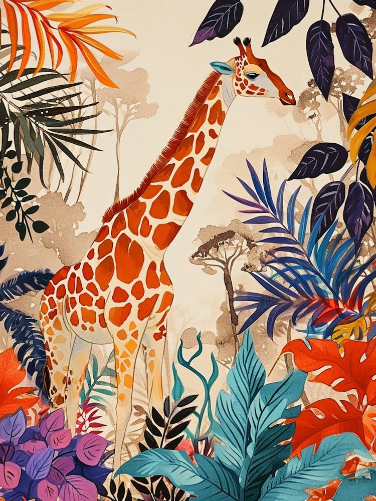 Fun Vibrant Giraffe Illustration 2