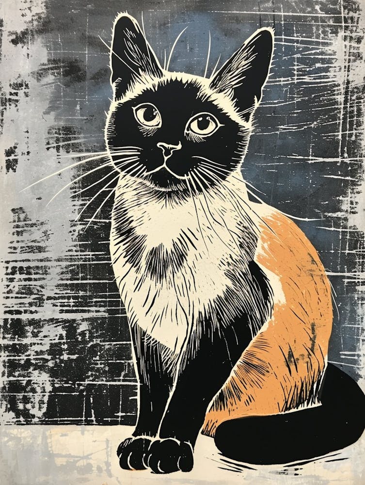 Siamese Cat Relief Illustration 3
