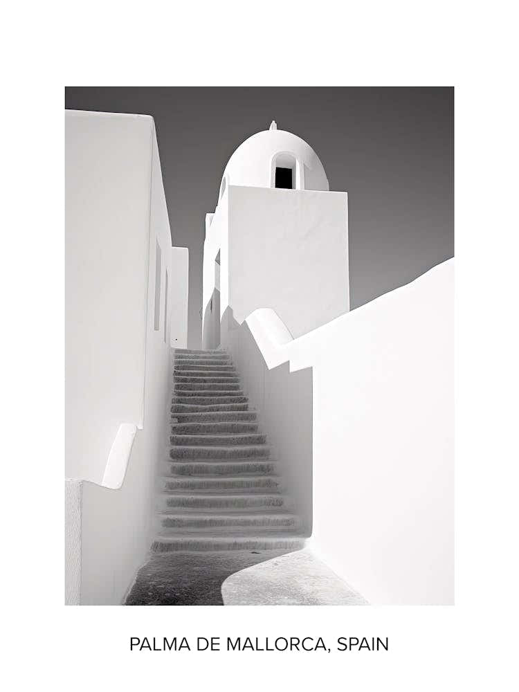 Poster Of Santorini, Greece, Photography In Black And White 3
