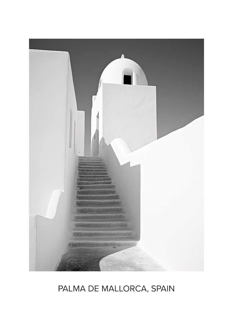 Poster Of Santorini, Greece, Photography In Black And White 3