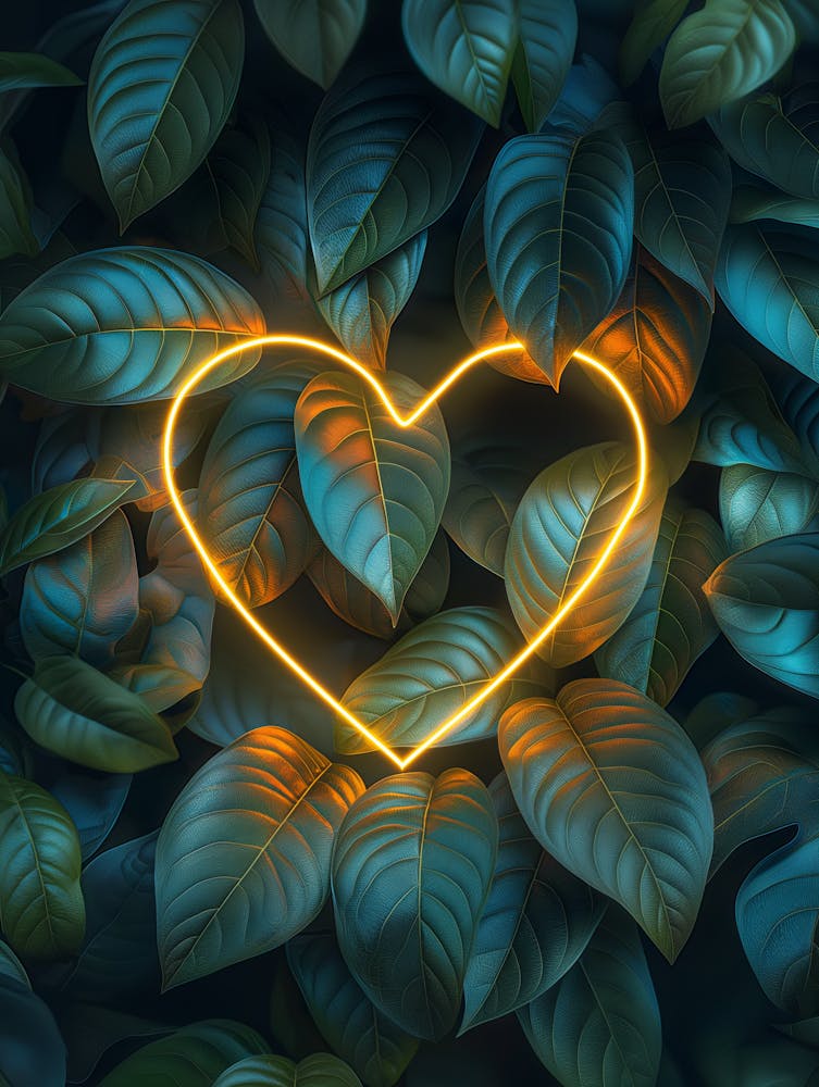 Heart Shape In Green Leaves