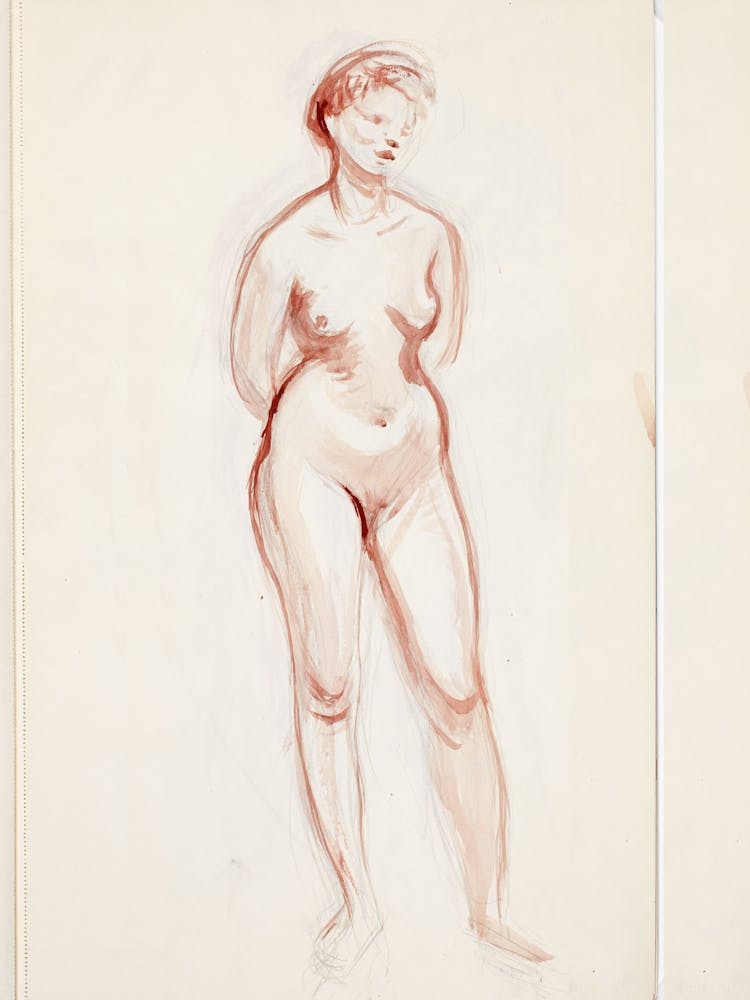 Seisova Alaston Malli, Luonnos, 1902 1909part Of A Sketchbook By Magnus Enckell