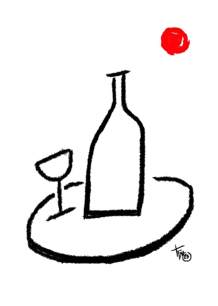 Just a glass of wine in a 5@7 | black version