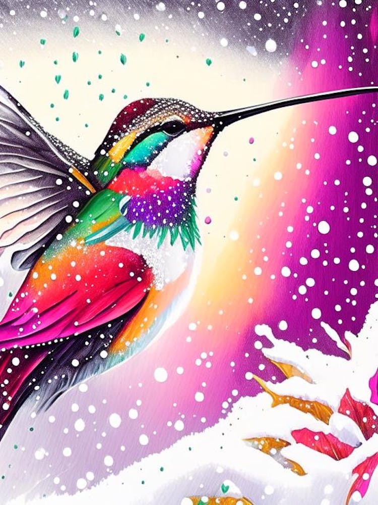 Hummingbird In Snowfall Marker Art 3
